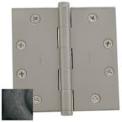Baldwin 4-1/2" Wide Plain Bearing Square Corner Mortise Door Hinge from the Estate Collection - Single Hinge Distressed Oil Rubbed Bronze