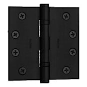Baldwin 4.5" x 4.5" Solid Brass Square Corner Ball Bearing Mortise Hinge - Single Hinge Satin Black
