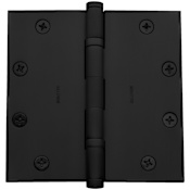 Baldwin 5" x 5" Solid Brass Square Corner Ball Bearing Mortise Hinge - Single Hinge Satin Black