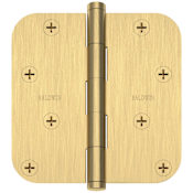 Baldwin 4" Wide Plain Bearing 5/8" Radius Corner Mortise Door Hinge from the Estate Collection - Single Hinge Lifetime Satin Brass