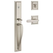 Baldwin Torrey Pines Full Plate Keyed Entry Single Cylinder Door Handleset from the Prestige Collection Satin Nickel