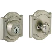 Baldwin Traditional Arched Single Cylinder Deadbolt from the Prestige Collection Satin Nickel