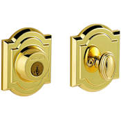 Baldwin Traditional Arched Single Cylinder Deadbolt from the Prestige Collection Lifetime Polished Brass