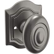 Baldwin 5077 Privacy Door Knob Set with R027 Rose from the Estate Collection Lifetime Graphite Nickel