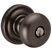Baldwin Classic Style Single Cylinder Keyed Entry Door Knob Set with Classic Rosette for Thicker Doors from the Estate Collection Distressed Oil Rubbed Bronze
