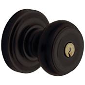 Baldwin Colonial Reversible Non-Turning Two-Sided Dummy Door Knob Set with Classic Rosette from the Estate Collection Distressed Oil Rubbed Bronze