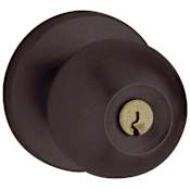 Baldwin Modern Style Single Cylinder Keyed Entry Door Knob Set with Modern Rosette for Thicker Doors from the Estate Collection Distressed Oil Rubbed Bronze