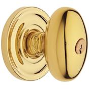 Baldwin Egg Style Single Cylinder Keyed Entry Door Knob Set with Egg Rosette from the Estate Collection Lifetime Polished Brass