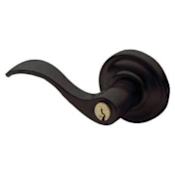 Baldwin Wave Style Left Hand Keyed Entry Door Lever Set with Classic Rosette the Emergency Exit Function Distressed Oil Rubbed Bronze