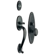 Baldwin Lexington Sectional Single Cylinder Keyed Entry Mortise Handleset Trim with 5025 Interior Knob from the Estate Collection Distressed Oil Rubbed Bronze