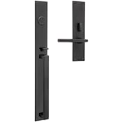 Baldwin Minneapolis Right Handed Full Plate Non-Turning Two-Sided Dummy Mortise Handleset Trim from the Estate Collection Distressed Oil Rubbed Bronze