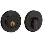Baldwin Contemporary Solid Brass Single Cylinder Keyed Entry Deadbolt from the Estate Collection Distressed Oil Rubbed Bronze