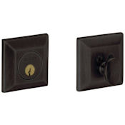 Baldwin Square Solid Brass Single Cylinder Keyed Entry Deadbolt from the Estate Collection Distressed Oil Rubbed Bronze