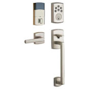 Baldwin Soho Electronic Deadbolt with Included 85386 Handleset Featuring a Right Handed Soho Lever Lifetime Satin Nickel