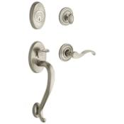 Baldwin Logan Right Handed Sectional Single Cylinder Keyed Entry Handleset with 5455V Interior Lever from the Estate Collection Lifetime Satin Nickel