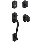 Baldwin Bethpage Sectional Single Cylinder Keyed Entry Handleset with 5077 Interior Knob from the Estate Collection Distressed Oil Rubbed Bronze