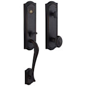 Baldwin Bethpage One Piece Single Cylinder Keyed Entry Handleset with 5077 Interior Knob from the Estate Collection Distressed Oil Rubbed Bronze
