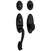 Baldwin Landon Sectional Single Cylinder Keyed Entry Handleset with 5225 Interior Knob from the Estate Collection Satin Black