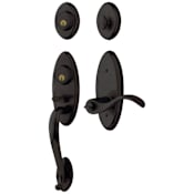 Baldwin Landon Single Cylinder Two Point Right Handed Handleset with Wave Interior Lever Distressed Oil Rubbed Bronze