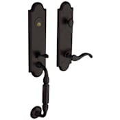 Baldwin Manchester Right Handed One Piece Single Cylinder Keyed Entry Handleset with 5455V Interior Lever from the Estate Collection Distressed Oil Rubbed Bronze