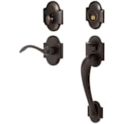 Baldwin Boulder Left Handed Sectional Single Cylinder Keyed Entry Handleset with Beavertail Interior Lever from the Estate Collection Distressed Oil Rubbed Bronze