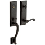 Baldwin Stonegate Right Handed One Piece Single Cylinder Keyed Entry Handleset with 5445V Interior Lever from the Estate Collection Distressed Oil Rubbed Bronze