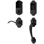 Baldwin Boulder Z-Wave Left Handed Sectional Electronic Keyless Entry Handleset with Beavertail Interior Lever from the Estate Collection Distressed Oil Rubbed Bronze