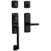 Baldwin Soho Left Handed Sectional Single Cylinder Keyed Entry Handleset with 5485V Interior Lever from the Estate Collection Satin Black