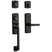 Baldwin Soho Left Handed Sectional Single Cylinder Keyed Entry Handleset with 5485V Interior Lever from the Estate Collection Distressed Oil Rubbed Bronze