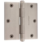 Baldwin 3.5" x 3.5" Solid Brass Square Corner Plain Bearing Mortise Hinge - Single Hinge Matte Antique Nickel