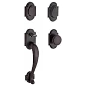 Baldwin Adirondack SmartKey with KW1 Keyway Double Cylinder Keyed Entry Handleset with Rustic Arch Rose and Rustic Knob on Interior Dark Bronze