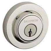 Baldwin Contemporary Round Standard C Keyway Double Cylinder Keyed Entry Deadbolt Lifetime Polished Nickel