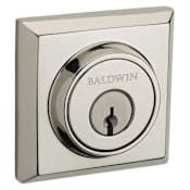 Baldwin Traditional Square SmartKey Double Cylinder Keyed Entry Deadbolt Lifetime Polished Nickel
