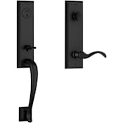 Baldwin Del Mar One Piece Single Cylinder Keyed Entry Handleset with Right Handed Interior Curve Lever and Emergency Egress Function for Thick Doors Satin Black