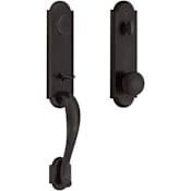 Baldwin Kodiak One Piece Single Cylinder Keyed Entry Handleset with Interior Rustic Knob and Emergency Egress Function Dark Bronze