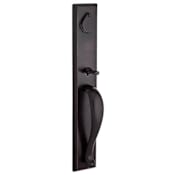 Baldwin Longview Full Plate Single Cylinder Keyed Entry Handleset with Left Handed Interior Arch Lever and Emergency Egress Function for Thick Doors Dark Bronze