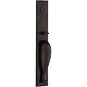 Baldwin Longview Full Plate SmartKey Single Cylinder Keyed Entry Handleset with Rustic Knob and Emergency Egress Function from the Reserve Collection Dark Bronze