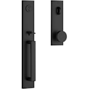 Baldwin Santa Cruz Full Plate Single Cylinder Keyed Entry Handleset with Interior Contemporary Knob and Emergency Egress Function Satin Black