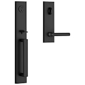 Baldwin Santa Cruz Full Plate Single Cylinder Keyed Entry Handleset with Tube Lever and Emergency Egress Function from the Reserve Collection Satin Black