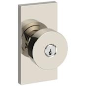 Baldwin Contemporary Single Cylinder Keyed Entry Door Knob Set with 5 Inch Rectangle Rose from the Reserve Collection Lifetime Polished Nickel