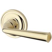 Baldwin Federal Single Cylinder Keyed Entry Door Lever Set with Traditional Round Rose Lifetime Polished Brass