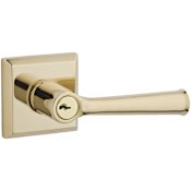 Baldwin Federal Single Cylinder Keyed Entry Door Lever Set with Traditional Square Rose Lifetime Polished Brass