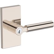 Baldwin Lake Forest Single Cylinder Keyed Entry Door Lever Set with Contemporary 5" Rose from the Reserve Collection Lifetime Polished Nickel