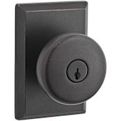 Baldwin Rustic Keyed Entry Single Cylinder Knobset with Rustic Square Rose Dark Bronze