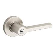 Baldwin Square Single Cylinder Keyed Entry Door Lever Set with Contemporary Round Rose Satin Nickel