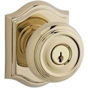 Baldwin Traditional Single Cylinder Keyed Entry Door Knob with Arch Rose Lifetime Polished Brass
