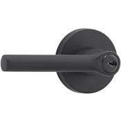 Baldwin Tube Single Cylinder Keyed Entry Door Lever Set with Contemporary Round Rose Satin Black