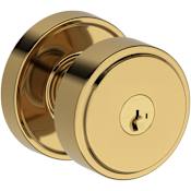 Baldwin Vashon Single Cylinder Keyed Entry Door Knob Set with Recessed Round Rose and SmartKey from the Reserve Collection Lifetime Polished Brass