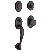 Baldwin Adirondack Dummy Handleset with Rustic Arch Rose and Rustic Knob on Interior Dark Bronze