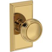 Baldwin Bremerton Non-Turning Two-Sided Dummy Door Knob Set with Chamfered 5" Rose from the Reserve Collection Lifetime Polished Brass